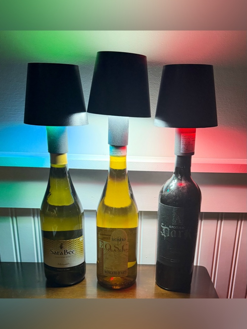 (3) Rechargeable Color Changing Wine Bottle Lamps